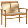 Image de Banc de jardin avec coussin beige 112 cm Bois de teck massif