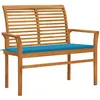 Image de Banc de jardin avec coussin bleu 112 cm Bois de teck massif