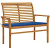 Image de Banc de jardin et coussin bleu royal 112 cm Bois de teck massif