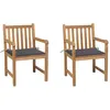 Image de Chaises de jardin lot de 2 et coussins anthracite Bois de teck