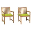 Image de vidaXL Tuinstoelen 2 st met heldergroene kussens massief teakhout3062741