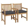 Image de Chaises de jardin lot de 2 et coussins anthracite Bois de teck