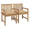 Image de Chaises de jardin lot de 2 et coussins beige Bois teck massif