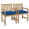 Image de Lot de 2 chaise vidaxl exterieur non pliable H. 90 cm en bois massif bleu