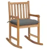 Image de Chaise à bascule avec coussin gris Bois de teck solide