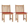 Image de Chaises de jardin lot de 2 avec coussins Bois de teck massif