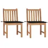 Image de Chaises de jardin lot de 2 avec coussins Bois de teck massif
