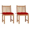 Image de Chaises de jardin lot de 2 avec coussins Bois de teck massif