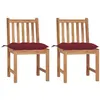 Image de Chaises de jardin lot de 2 avec coussins Bois de teck massif