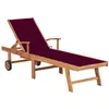 Image de Chaise longue vidaxl L. 59 cm H. 35 cm en teck rouge non empilable non pliable