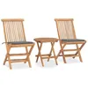 Image de Salon de jardin Vidaxl gris 3 pieces 2 personnes x 50.0 x 57.0 cm bois