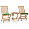 Image de Ensemble à manger d extérieur pliable avec coussin 3 pcs Teck