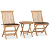 Image de Ensemble à manger d extérieur pliable avec coussin 3 pcs Teck