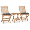 Image de Ensemble à manger d extérieur pliable avec coussin 3 pcs Teck