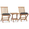 Image de vidaXL Mobilier à dîner d'extérieur pliable avec coussin 3 pcs Teck 3063213