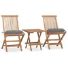 Image de vidaXL Mobilier à dîner d'extérieur pliable avec coussin 3 pcs Teck 3063214