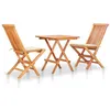 Image de vidaXL Ensemble de Bistro 3 pcs avec Coussins Salon de Jardin Ensemble de Meubles d'Extérieur Mobilier de Patio Crème Bois de Teck Massif