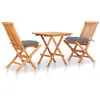 Image de Ensemble de bistro 3 pcs avec coussins gris Bois de teck massif
