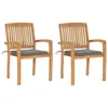 Image de Lot de 2 chaise vidaxl en bois massif empilable non pliable exterieur H. 90 cm gris