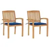 Image de Lot de 2 chaise vidaxl H. 90 cm empilable non pliable en bois massif exterieur bleu
