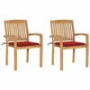 Image de Lot de 2 chaise vidaxl H. 90 cm empilable non pliable exterieur en bois massif rouge