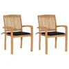 Image de Lot de 2 chaise vidaxl en bois massif empilable H. 90 cm exterieur