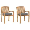 Image de Lot de 2 chaise vidaxl exterieur empilable non pliable en bois massif H. 90 cm gris