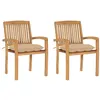 Image de Lot de 2 chaise vidaxl exterieur empilable non pliable en bois massif H. 90 cm beige