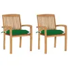 Image de Lot de 2 chaise vidaxl H. 90 cm empilable non pliable exterieur en bois massif vert