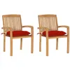 Image de Lot de 2 chaise vidaxl exterieur empilable non pliable H. 90 cm en bois massif rouge