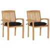 Image de Lot de 2 chaise vidaxl en bois massif empilable non pliable exterieur H. 90 cm noir