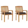 Image de Lot de 2 chaise vidaxl en bois massif empilable non pliable H. 90 cm exterieur marron