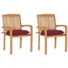 Image de Lot de 2 chaise vidaxl exterieur H. 90 cm rouge en teck