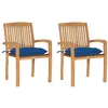 Image de Lot de 2 chaise vidaxl exterieur empilable non pliable H. 90 cm en bois massif bleu