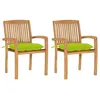 Image de Lot de 2 chaise vidaxl en teck empilable non pliable H. 90 cm exterieur vert