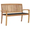 Image de vidaXL Banc de Jardin Empilable et Coussin Meuble d'Extérieur Banc de Patio Meuble de Jardin Banc de Terrasse Parc 128,5 cm 3063279