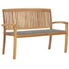 Image de vidaXL Banc de Jardin Empilable et Coussin Banc de Patio Meuble d'Extérieur Meuble de Jardin Banc de Terrasse Parc 128,5 cm 3063280