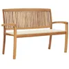 Image de vidaXL Banc de jardin empilable et coussin 128,5cm Bois de teck massif