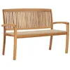 Image de vidaXL Banc de Jardin Empilable et Coussin Meuble d'Extérieur Meuble de Jardin Banc de Terrasse Banc de Patio Parc 128,5 cm 3063282