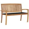 Image de vidaXL Banc de Jardin Empilable et Coussin Banc de Patio Meuble de Jardin Banc de Terrasse Meuble d'Extérieur Parc 128,5 cm 3063286