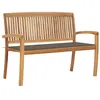 Image de vidaXL Banc de Jardin Empilable et Coussin Banc de Patio Meuble d'Extérieur Meuble de Jardin Banc de Terrasse Parc 128,5 cm 3063287