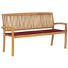 Image de vidaXL Banc de jardin empilable et coussin 159 cm Bois de teck massif