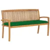 Image de Banc de jardin empilable et coussin vidaXL , 159 cm, Bois de teck massif,