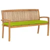 Image de Banc de jardin empilable et coussin, 159 cm, vidaXL Bois de teck massif.