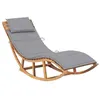 Image de Chaise longue vidaxl L. 60 cm gris H. 73 cm en teck non pliable