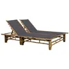 Image de Chaise longue vidaxl L. 130 cm gris H. 87 cm en bambou non empilable non pliable
