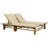 Image de Chaise longue vidaxl H. 87 cm en bambou L. 130 cm beige non empilable non pliable