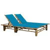 Image de Chaise longue vidaxl en bambou bleu H. 87 cm L. 130 cm non empilable non pliable