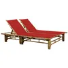 Image de Chaise longue pour 2 personnes avec coussins Bambou