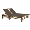 Image de Chaise longue vidaxl marron L. 130 cm H. 87 cm en bambou non empilable non pliable